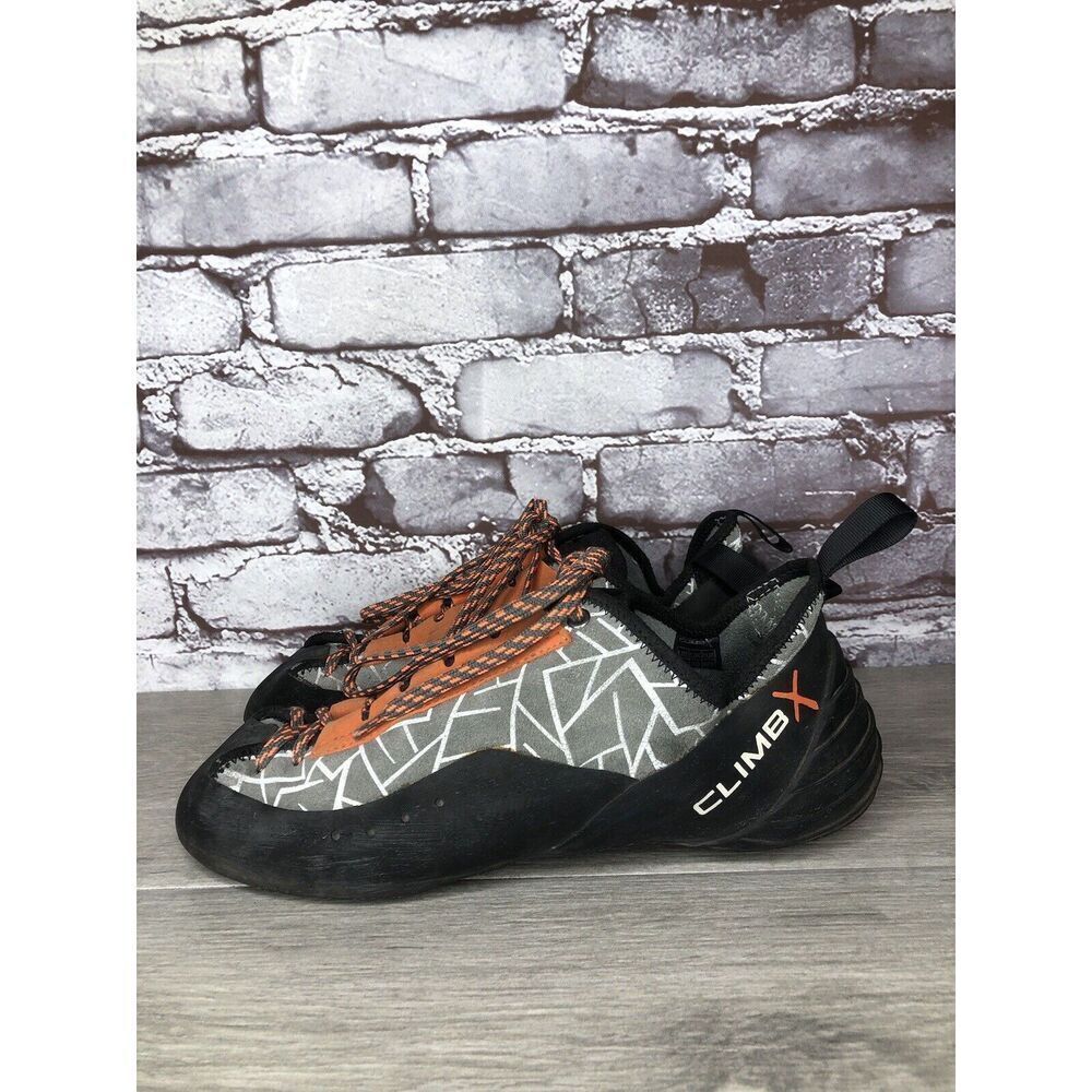 Climb X Grey Synthetic Orange Lace Black Climbing Shoes Men Sz 44.5EU/11M US
